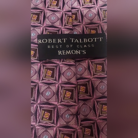 Robert Talbott Tie Duo of Luxe Vibrant Neckties 1 Stripe 1 Geometric Black/Pink - Picture 9 of 10